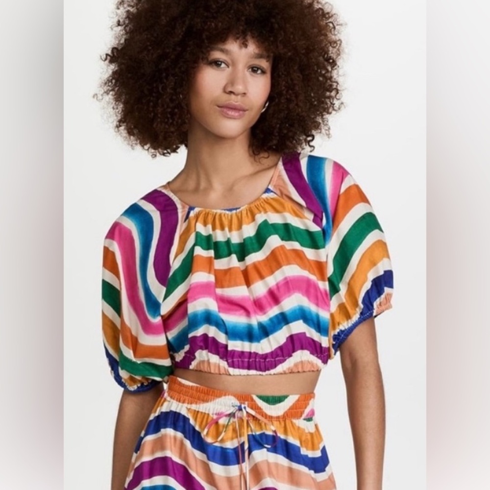 Farm Rio Dancing Stripes Crop Top